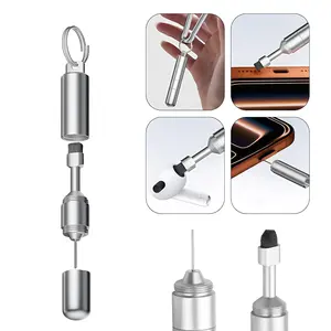VAYWET Earphone Dust Removal SIM Card Tray Removal Tool with Cleaning Brush, 2 in 1 SIM Ejector Pin & Cleaning Brush Keychain EDC Portable Keychain Eject Pins Reset Needle Opener Cleaning Pen Aluminum Alloy Cleaning Tool for iPhone For Airpods Pro