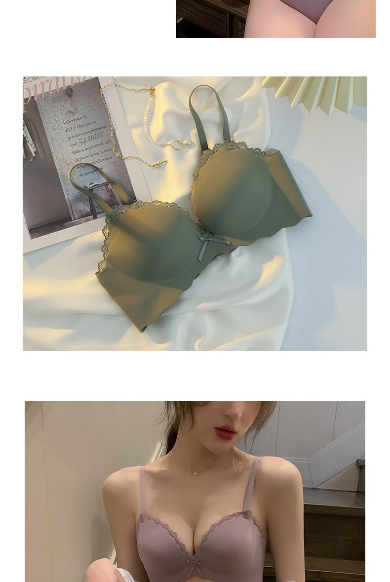 Women's Push Up Bra Small Chest Gathering Solid Color Thin One Piece Seamless Comfortable Teenage Wireless Padded Bra Set