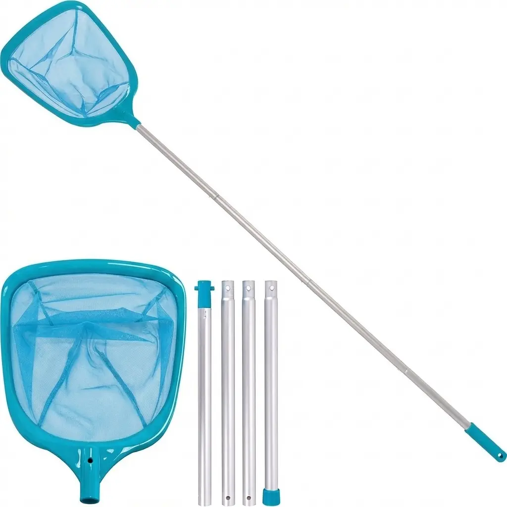 Skimmer Net Pool Supply Swimming Pool 5 Foot Leaf Skimmer Net with 4 Aluminum Pole Sections - 6" Deep Ultra Fine Mesh Netting Bag Basket for Fast Cleaning of The Finest Debris - 60" Long, Clean Spas, Ponds