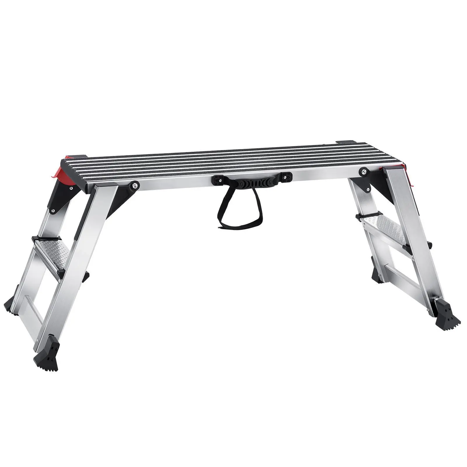 VEVOR Compact Folding Rectangular Work Platform Workbench Adjustable Ladder, 660 lbs Load Capacity Aluminum Drywall Stool, 29.9'' x 11.8'' x 7.7'', Heavy Duty, Non-Slip Feet, Easy Portability, Ideal for Outdoor Home DIY Cleaning Projects#BackToSchool