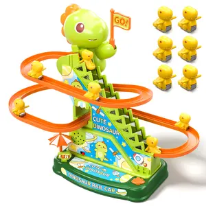 Cute Dinosaur Track Toy for Toddlers – Electric Stair Climbing Dinosaur Slide Set with Music, Interactive Dino Rail Car Playset, Fun Educational Toy, Perfect Birthday & Christmas Gift for Boys & Girls Ages 3+ cute duck【A】 tiktokshopspringglowup