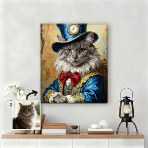 Custom Pet Portrait Painting,Custom Royal Pet Portrait From Photo, Personalized Cat Royalty Portrait on Canvas,Memorial Gift,Gift For Her