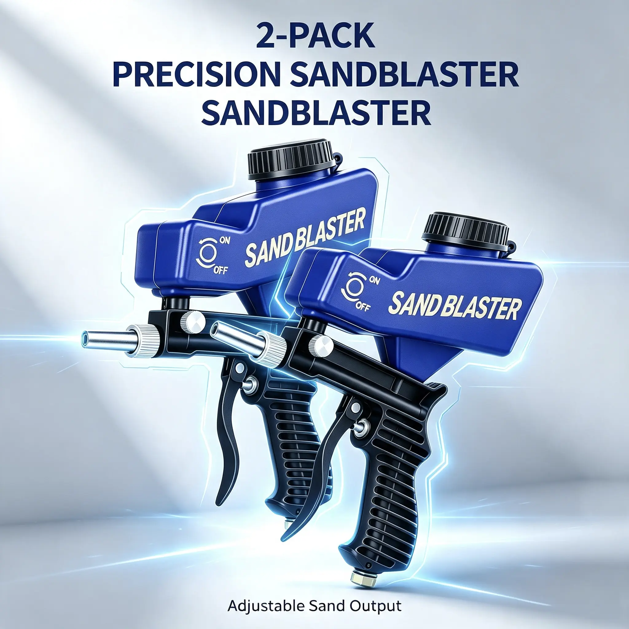 2-Pack Handheld Sand Blaster Gun Set - Rust & Paint Remover Hand Tool for DIY Users, Hardware Maintenance & Surface Cleaning (2 Guns Included), Two Guns