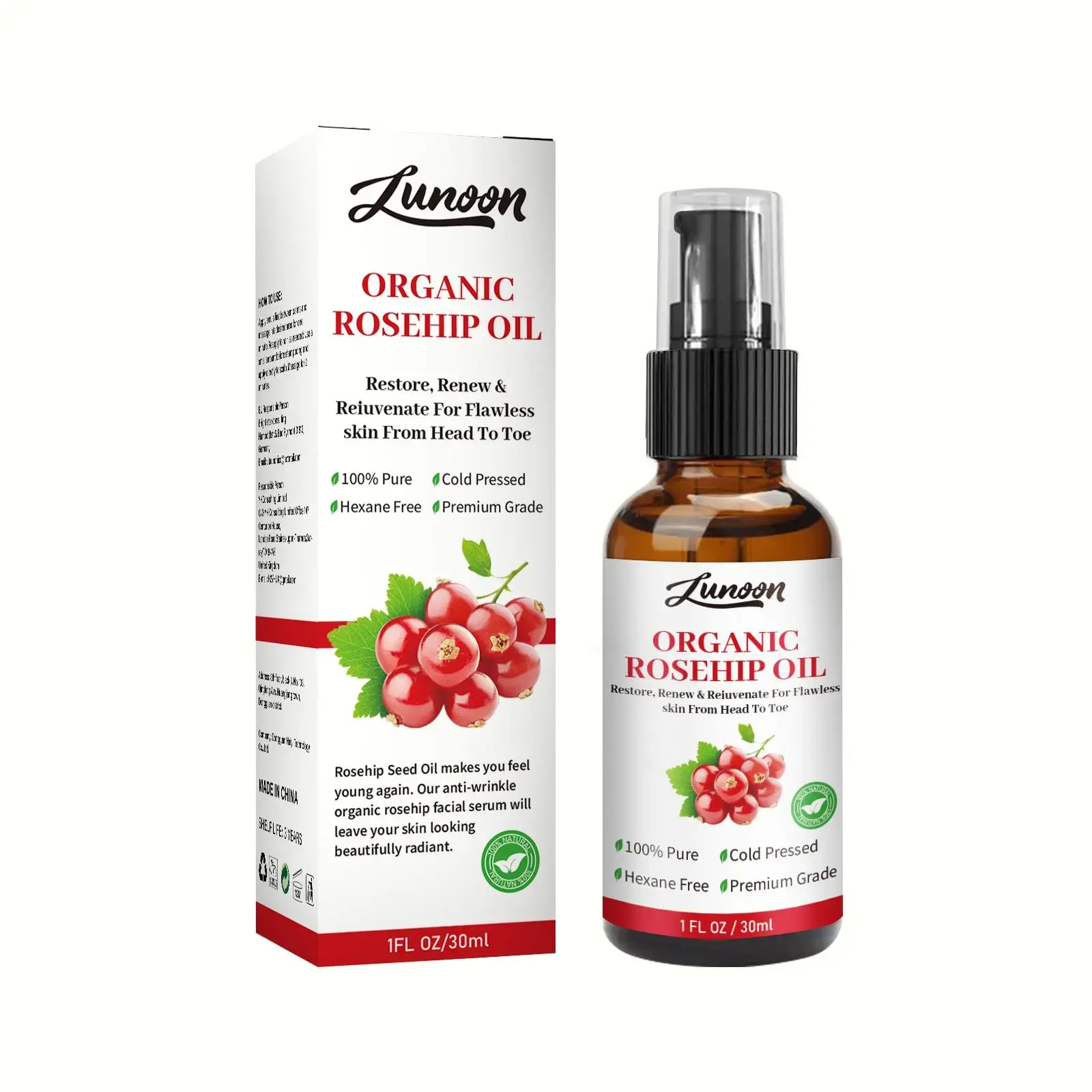 Organic Rosehip Seed Oil, High Quality Oil, 1 Box/2 Boxes Moisturizing Facial Essence for Softening Skin, Natural Skin Care Products for Women & Men