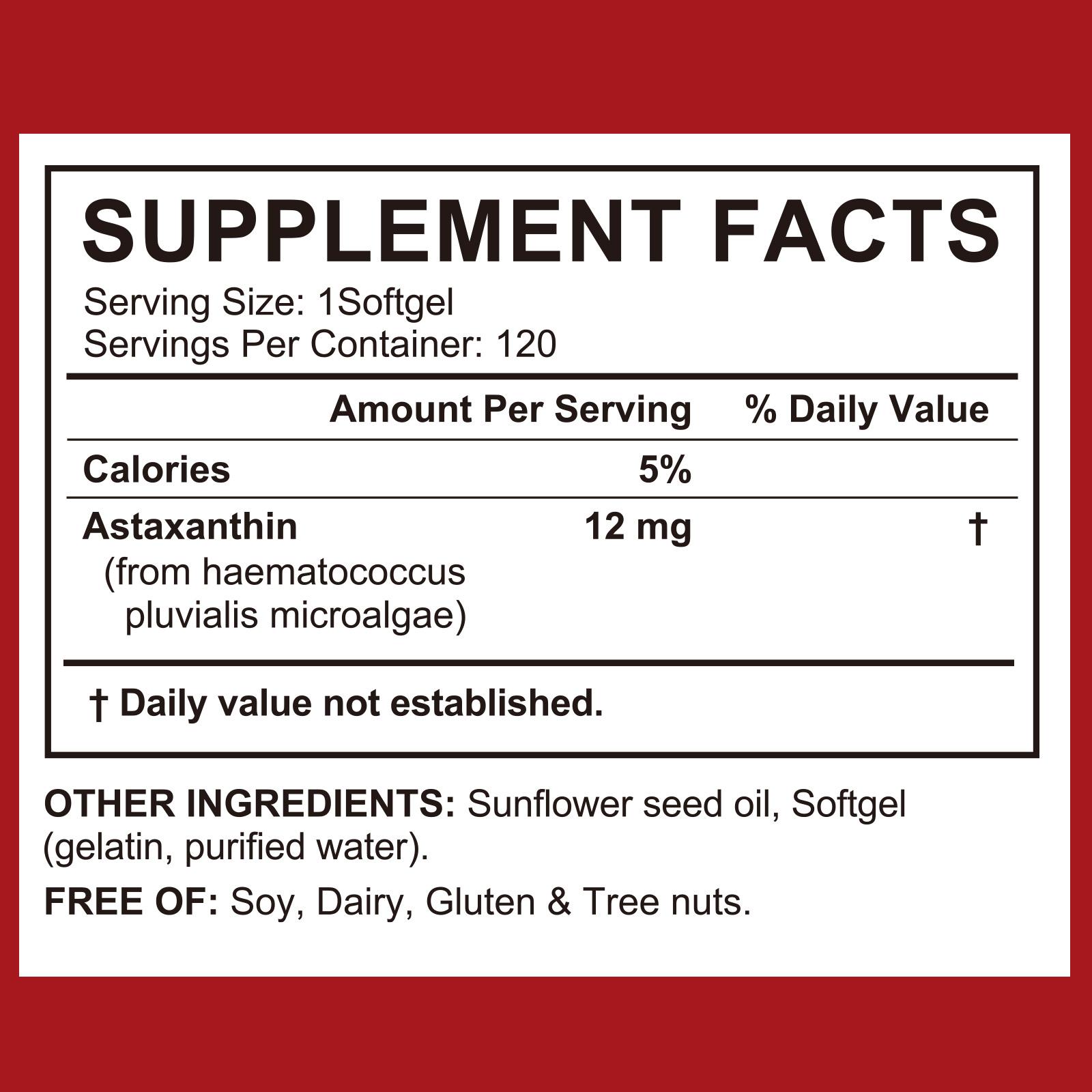 acentiallabs Astaxanthin 12mg, 120 Softgels, 4 Month Supply | Premium Astaxanthin Supplements | Fresh Microalgae Source | Supports Eye, Joint, Internal Circulation, Skin Health & Natural Tanning