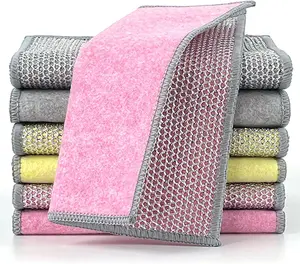 10PCS Random-Color Upgraded Steel Wire Cloth, Non-Scratch Wet-Dry Double-Layer Traditional Pot Wipes, Reusable Easy-Rinsing Multipurpose Cleaning Cloth for Smooth Kitchen Sink Cookware Grooming