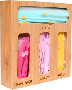 Earth’s Dreams Bamboo Kitchen Drawer Organizer Resealable Food Storage Bag Holder for Gallon Quart Sandwich Snack Sizes Eco-Friendly Baggie Organizer