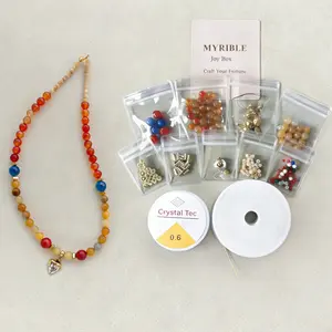 Natural stone beads with charms Jewelry Kit for Adults – Specific DIY supplies for Beginner| Easy handmade presents for Friendship Bracelets + Necklaces