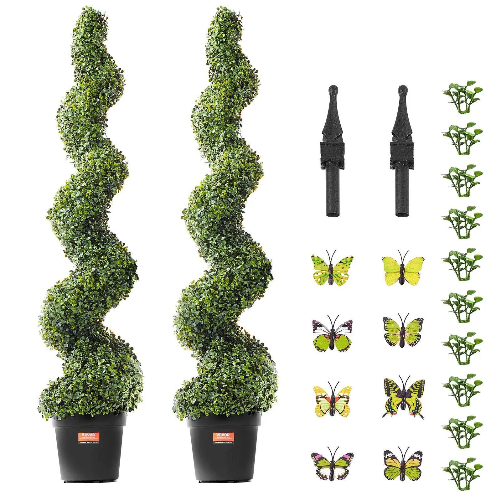 VEVOR 2-Pack 5-foot Tall Traditional Artificial Boxwood Topiary Trees, SGS Certified PE Plastic, UV-Resistant Faux Plants for Indoor & Balcony Home Decor#BackToSchool