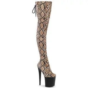 Pleaser Women's Ankle Platform Snake Print Boots, Model 3008SP-BT, All-Season Footwear