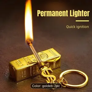 EMBERLOCK: Golden Flame Permanent Lighter Windproof Battery-Free Metal Igniter Quick Ignition.