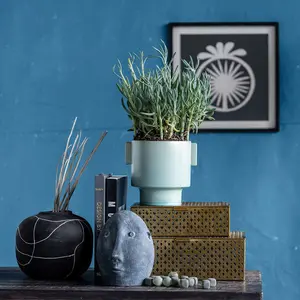6" Stoneware Planter with Glaze, Matte Aqua