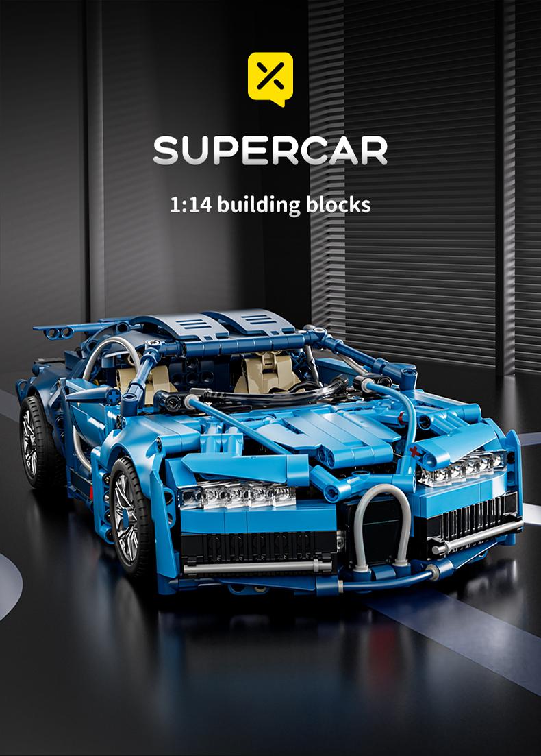 【1:14】 Pink sports car building blocks, assembled sports car, pulled back car, racing car, educational toy car, assembled model, cool birthday gift
