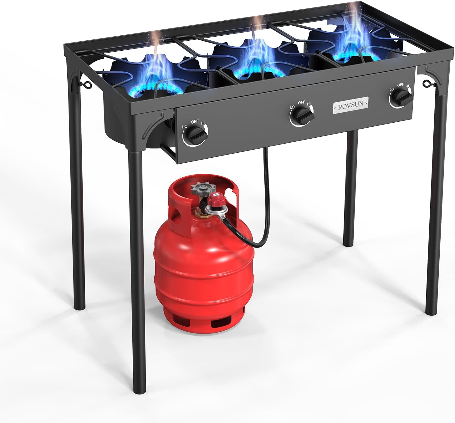ROVSUN 1/2/3 Burner Propane Gas Stove, 75000BTU/150000BTU/225,000 BTU High Pressure Outdoor Camping Burner with CSA Listed Regulator, Picnic Cooker Perfect for Home Brewing Maple Syrup Patio Turkey Frying Canning,TikTokShopBlackFriday SpringStatements