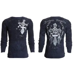 Archaic by Affliction Men's Thermal Shirt COUNTDOWN Charcoal