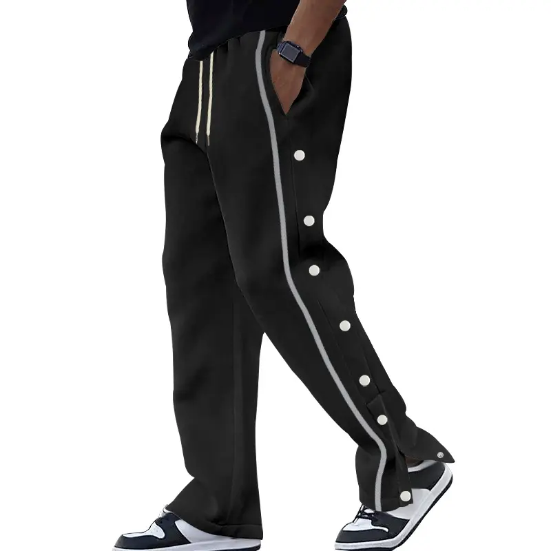 Coofandy Men's Basic Elastic Drawstring Waist Loose Straight Polyester Pants - Stretch Fabric, Mid Waist, Buttons, Adjustable, M-XXXL Fit Range, Casual Wear, Activewear for Leisure Sports