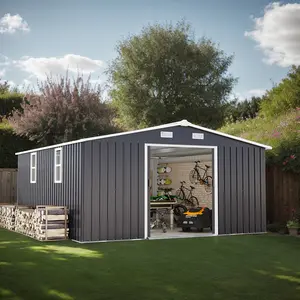 10x12 FT Outdoor Storage Shed with 2 Windows & Protective Film, 0.25mm Color Steel Heavy Duty Metal Garden Shed for Backyard, Patio & Lawn