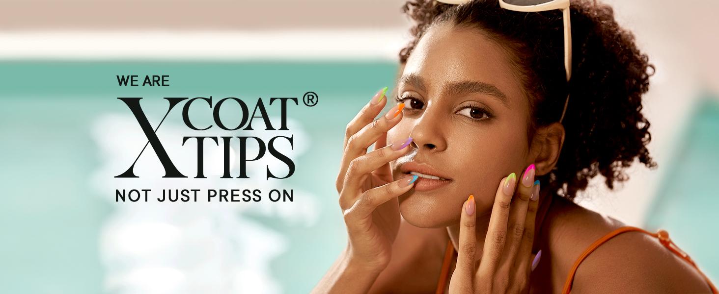 BTArtboxnails XCOATTIPS Press on Nails - 150pcs Brighter pastel Short Square or Almond or Coffin French Tips, Peach base Soft Gel False Nail, Soak Off Acrylic Fake Nails Extensions