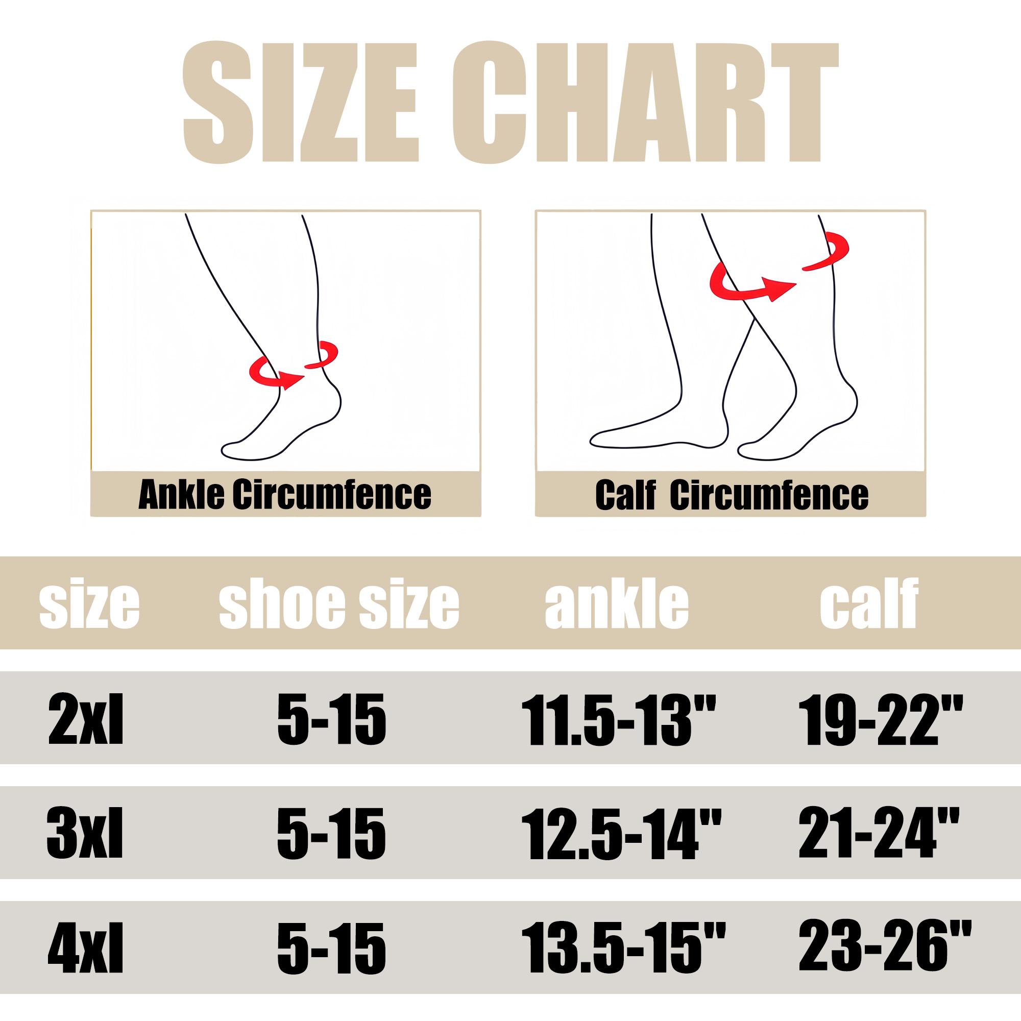 ISUNIE 4 Pairs Plus Size Compression Socks, for Men & Women, Durable, Breathable & Comfortable for Work, Travel, Walking & Everyday Wear ISUNIE 4 Pairs Plus Size Compression Socks, for Men & Women, Durable, Breathable & Comfortable for Work, Travel, Walking & Everyday Wear