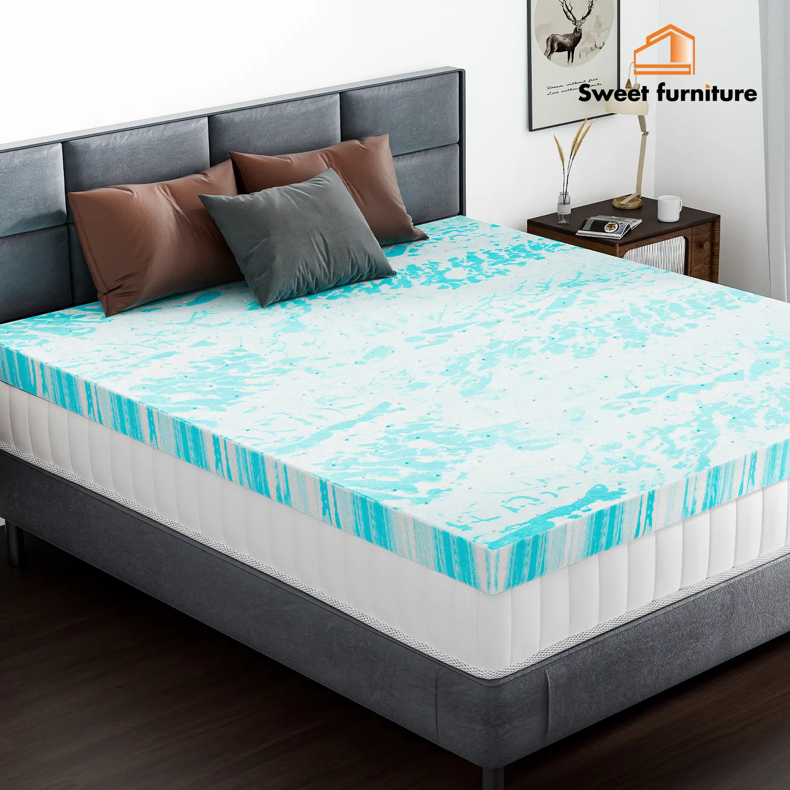【Summer Sale】Sweet Furniture S -  Mattress Topper, Summer Cooling Ventilated Gel Memory Foam Full Mattress Topper,back to school,back to school shopping,home decor
