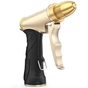 QXIAOZHAN Heavy Duty Metal Garden Hose Nozzle High Pressure 80 PSI Adjustable Spray Patterns 3/4" Thread for Lawn Plants Cars Pets Outdoor Use