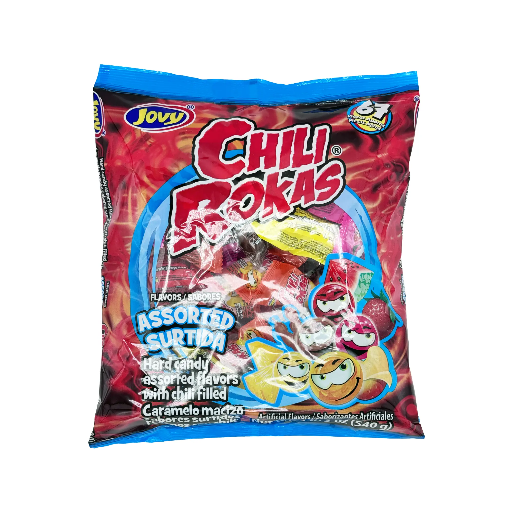 Chili Rockas 67 Pc Assorted Pack - Hard Candy Filled with Chili, Dulces Mexicanos Sweet Spicy Candies, Chamoy Snack Bonbon & Pinya Sugar Mangga