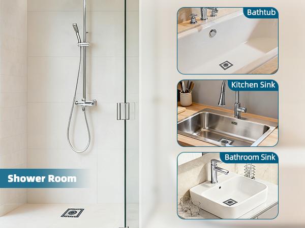 Hibbent Upgraded Shower Drain Hair Catcher, Shower Drain Cover for Bathroom Floor 4" Drain, Anti-Clogging Bathtub Drain Strainer, Stainless Steel Kitchen Sink Drain Strainer with Handle, Dark Grey