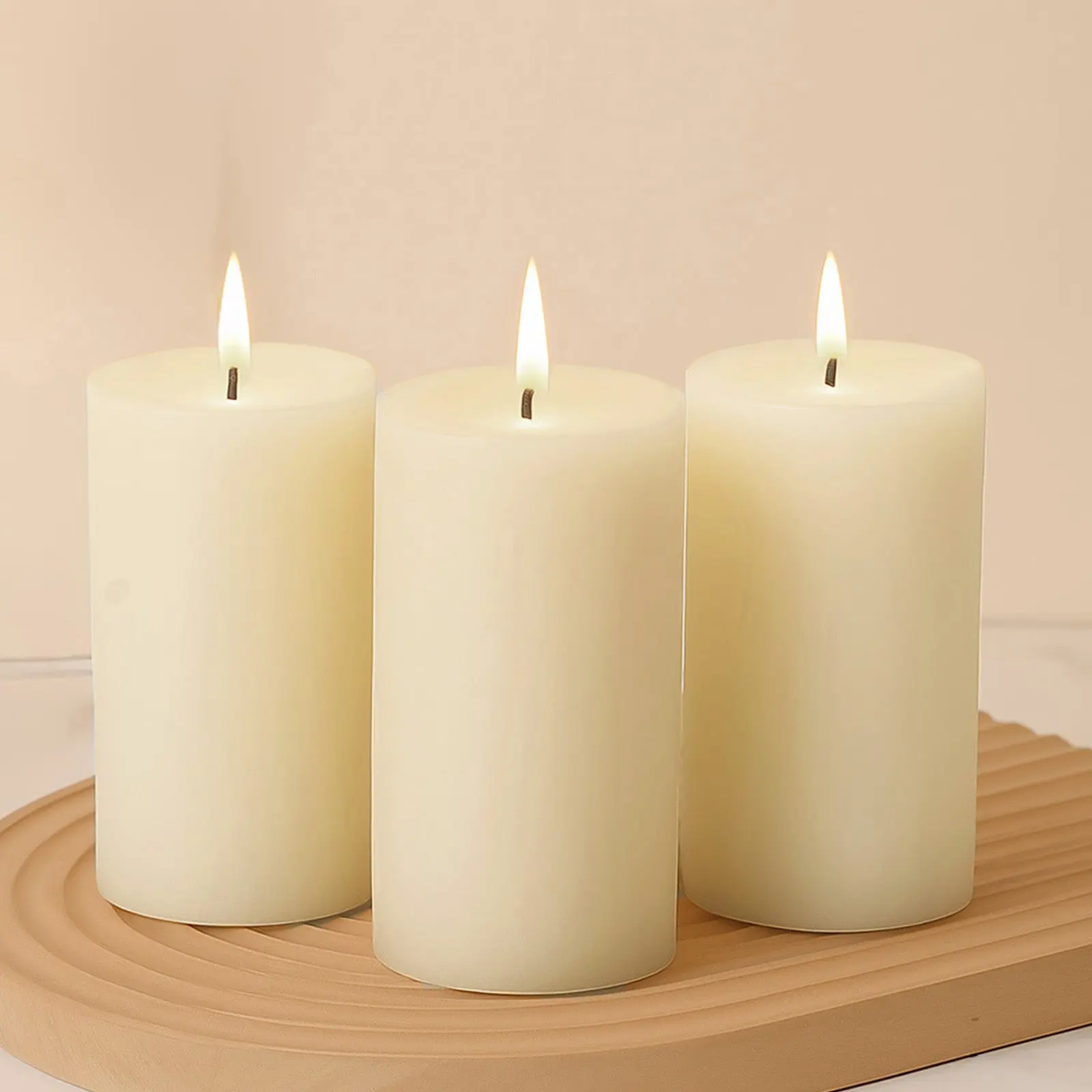 6-Pack Unscented Dripless Pillar Candles – 3"x6" Ivory Paraffin Wax with Smokeless Cotton Wicks, Clean & Long-Lasting 60-Hour Burn