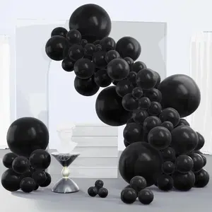140 pcs - Black Balloons, Different Sizes of 18, 12, 10, 5 Inches Black Balloons Arch Kit Garland for Baby Shower Birthday Graduation Casino Gaming Anniversary Retirement Party Decorations