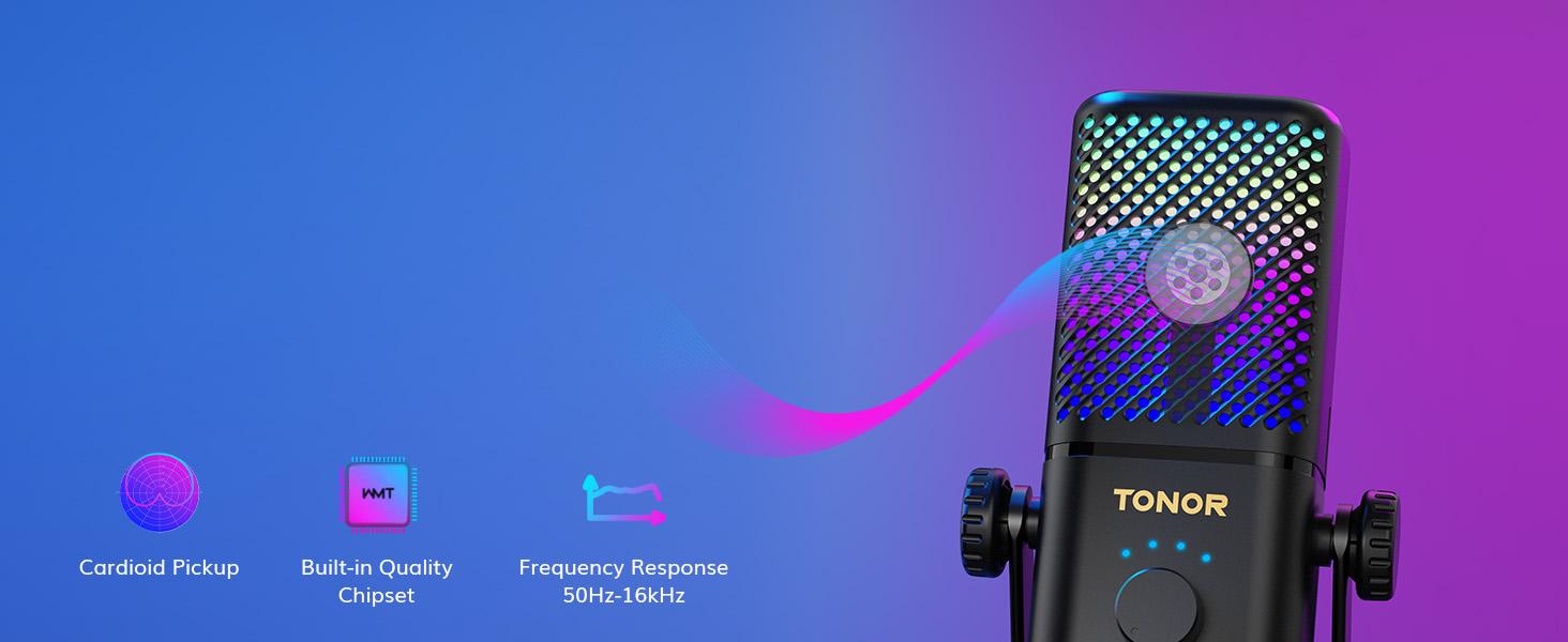 TONOR TCX3 Gaming Microphone for Xbox - RGB Condenser Streaming Mic with One Tap Mute, Long Battery Life, Fast Charging, Compatible with Capture Card