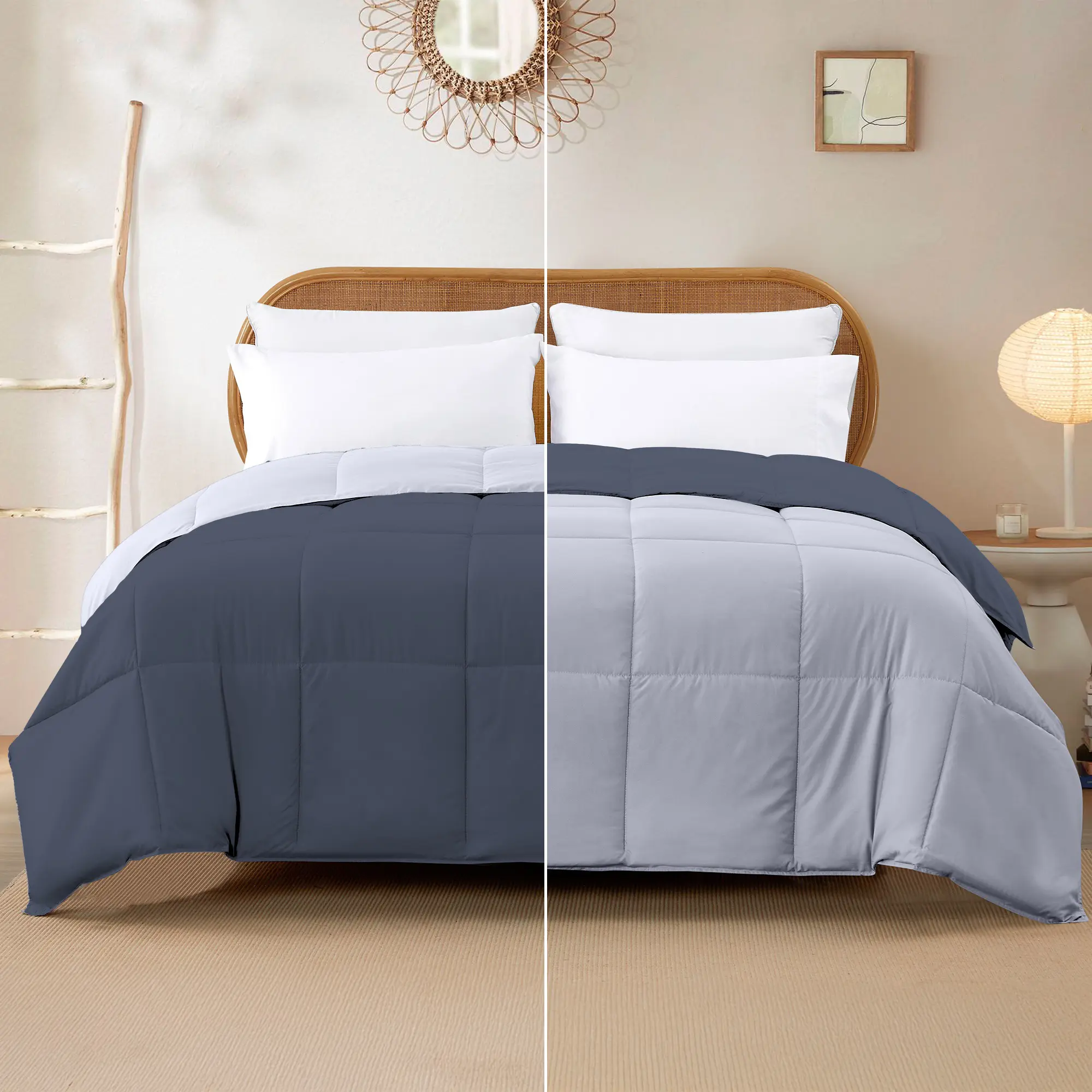 Modern Threads Reversible Down Alternative Comforter Denim & Cloud Twin