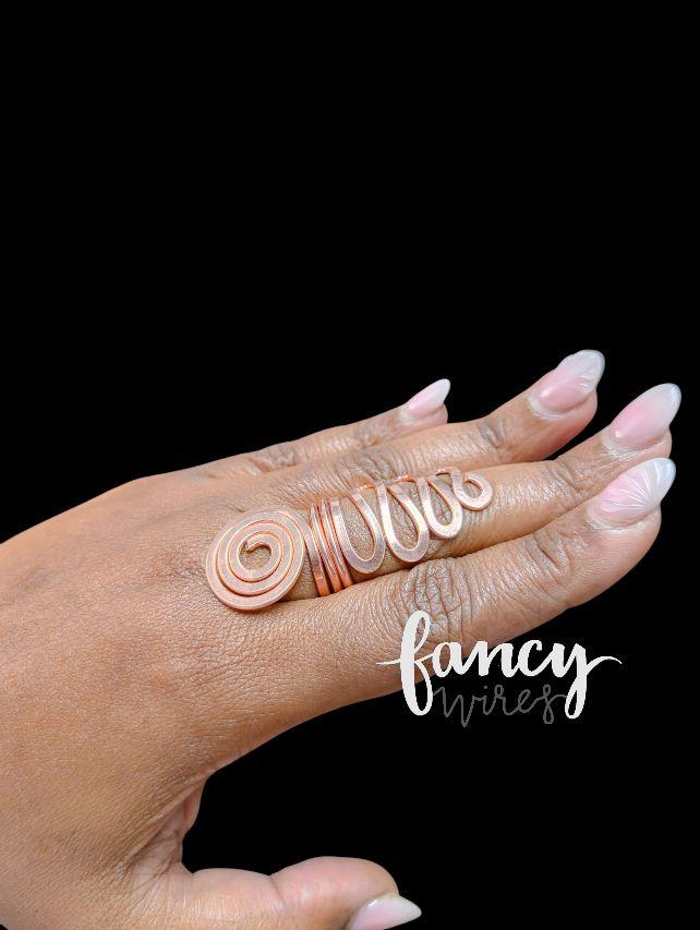 Solid Copper Spiral/Wave Ring - Simple Design with Unique Feature as Described