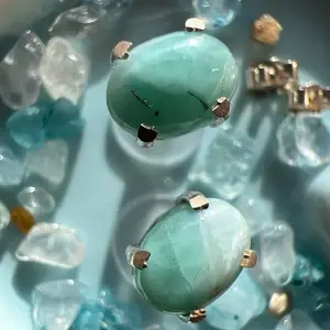 Larimar Earrings – Serenity Drop Mini(6×4mm, 925 Silver) LAR-E-F07