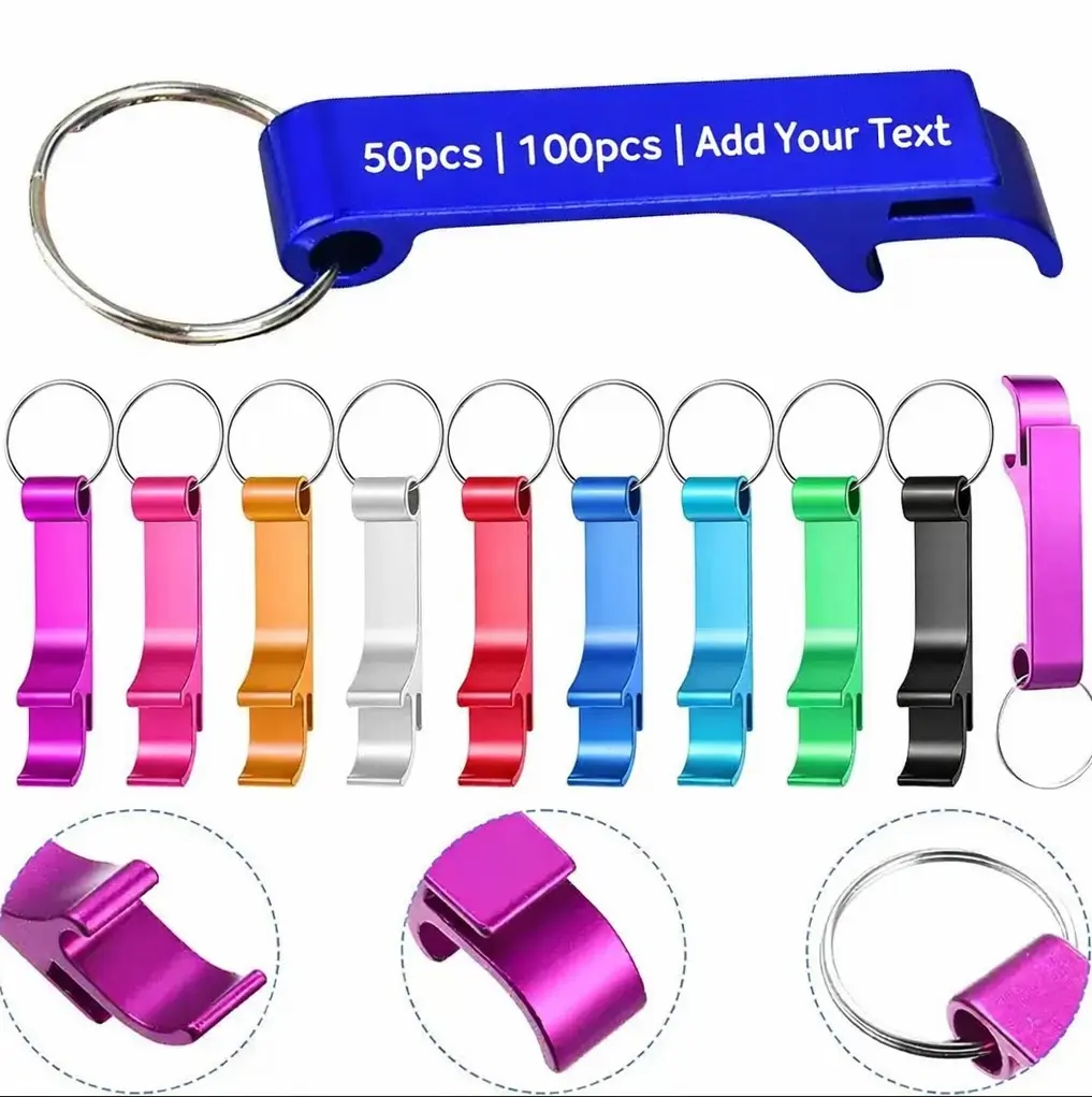 Personalized Aluminum Alloy Bottle Opener Keychain Keyring - 6 Sturdy, Corrosion Res., Lightweight, Customizable with Any Name for Wedding Gifts, Promotional Use, Opens Bottles