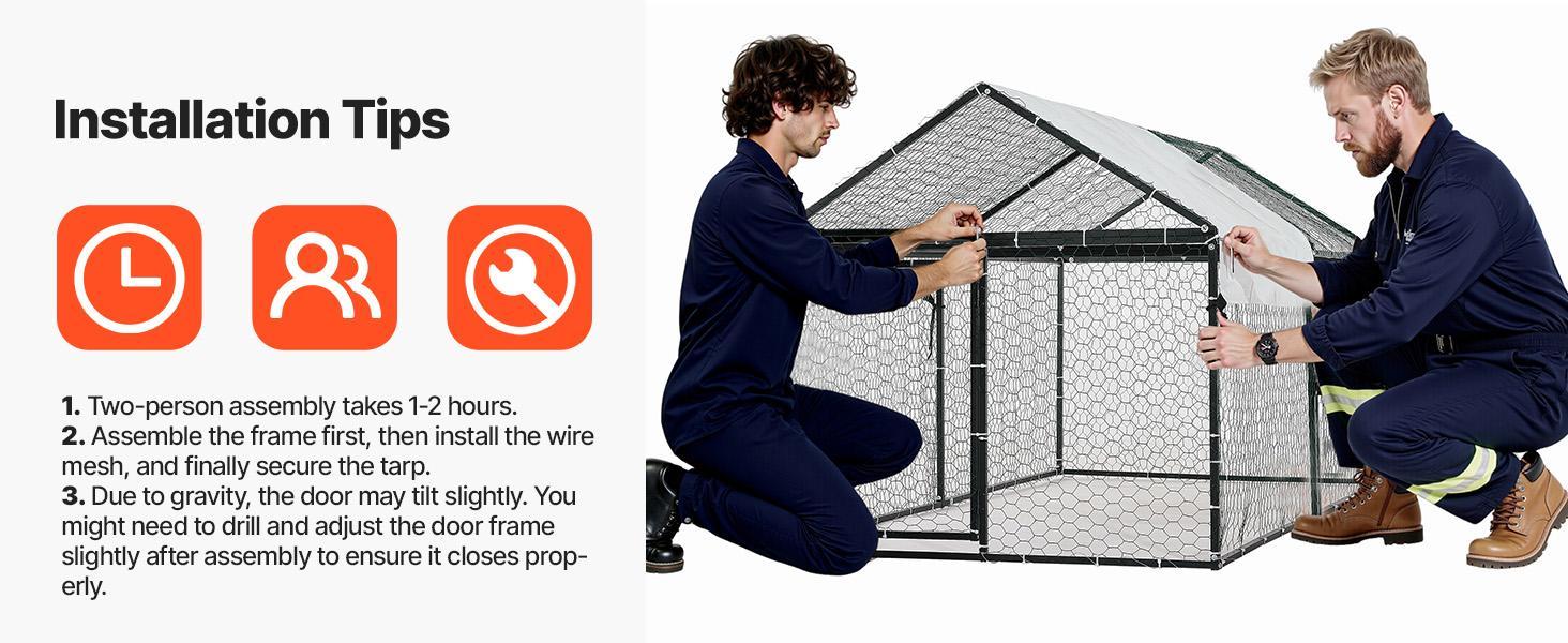 VEVOR Metal Chicken Coop for 4-6 Chickens, 3.3 x 6.6 x 3.3 ft, Small Chicken Cage with Waterproof Cover & Double Doors, Spire Roof Poultry Run Compatible with Wooden Coops, for Rabbit Hen Goose Duck#BackToSchool VEVOR Metal Chicken Coop for 4-6 Chickens, 3.3 x 6.6 x 3.3 ft, Small Chicken Cage with Waterproof Cover & Double Doors, Spire Roof Poultry Run Compatible with Wooden Coops, for Rabbit Hen Goose Duck#BackToSchool