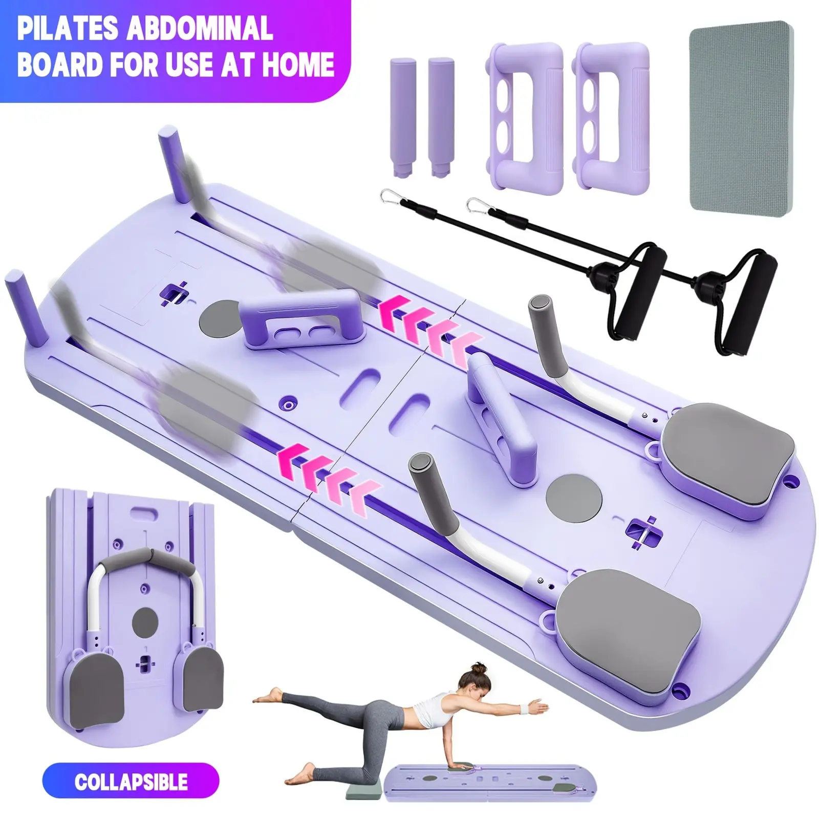 8-in-1 Multi-Functional ABS Yoga Board - High-Quality ABS PVC Pilates Core Strength Training Gear, Foldable Portable Home Gym Equipment for Men, Women