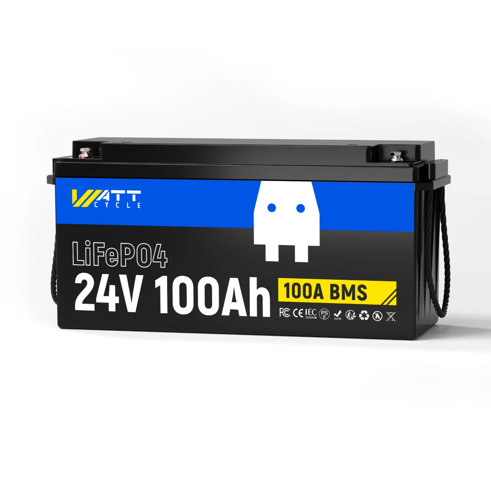 Wattcycle 24V 100Ah LiFePO4 Battery with 100A BMS, 2560Wh High Energy Density, Low-Temperature Protection, Ideal for RVs & Off-Grid Systems -Batería de litio de 24 V， Solar Generator, Portable Power Station for Home Backup Power，Scalable power output summ