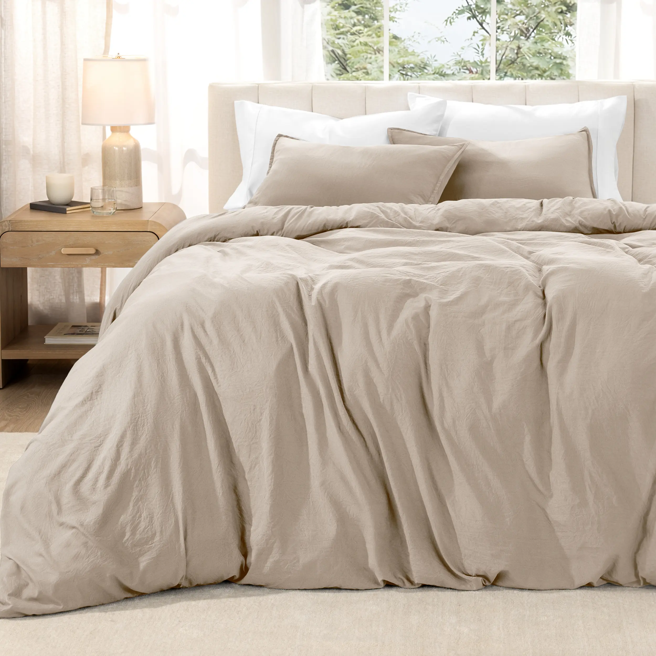 Bare Home Washed Ultra-Soft Duvet Cover & Sham Set - Luxury Breathable Modern Bedding, Soft Bed Cover, Home Decor Item, Breathable Bedding Set, Modern Bedding Set