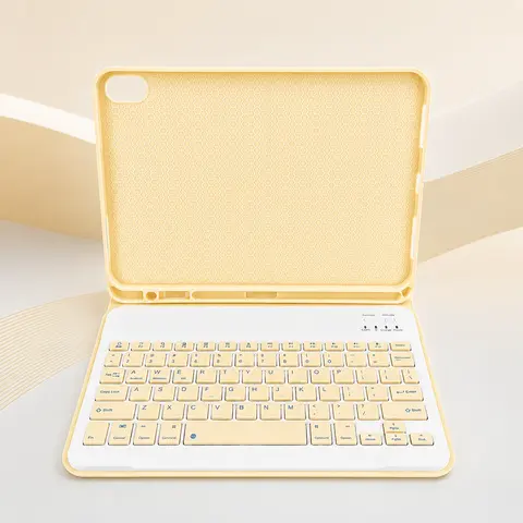 Slim Keyboard Case for iPad 10th Gen 10.9" / iPad 11" 2025, Protective Tablet Accessories with Detachable Magnetic Bluetooth Keyboard, Pencil Holder & Square Keycaps - Pink