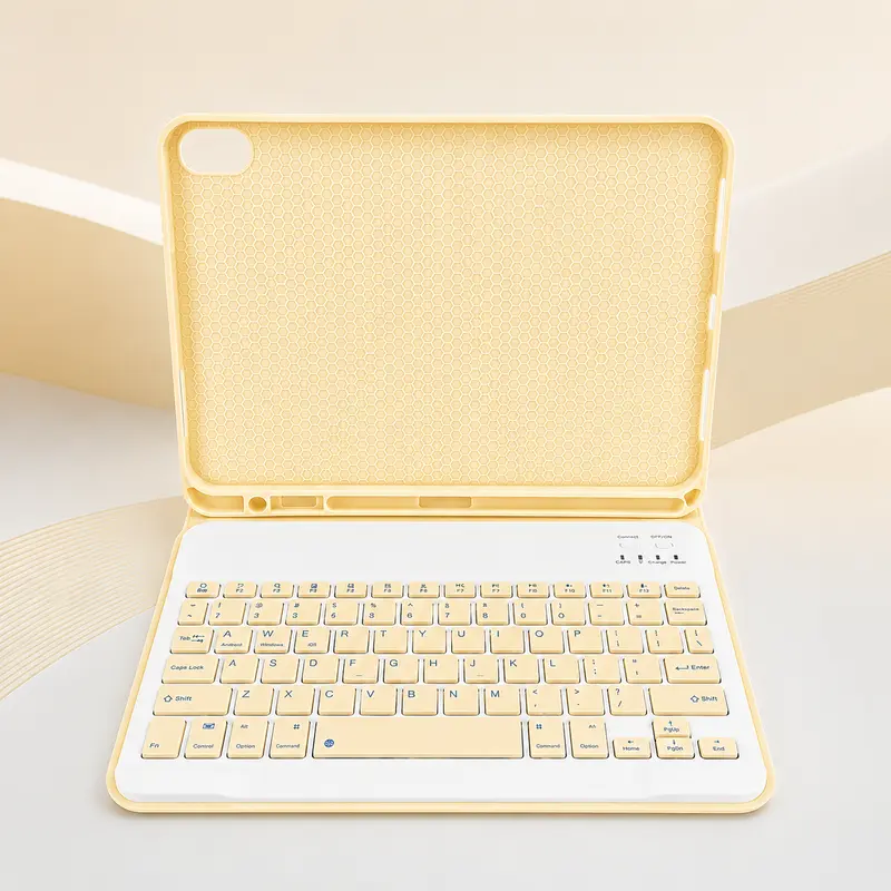 Slim Keyboard Case for iPad 10th Gen 10.9" / iPad 11" 2025, Protective Tablet Accessories with Detachable Magnetic Bluetooth Keyboard, Pencil Holder & Square Keycaps - Pink