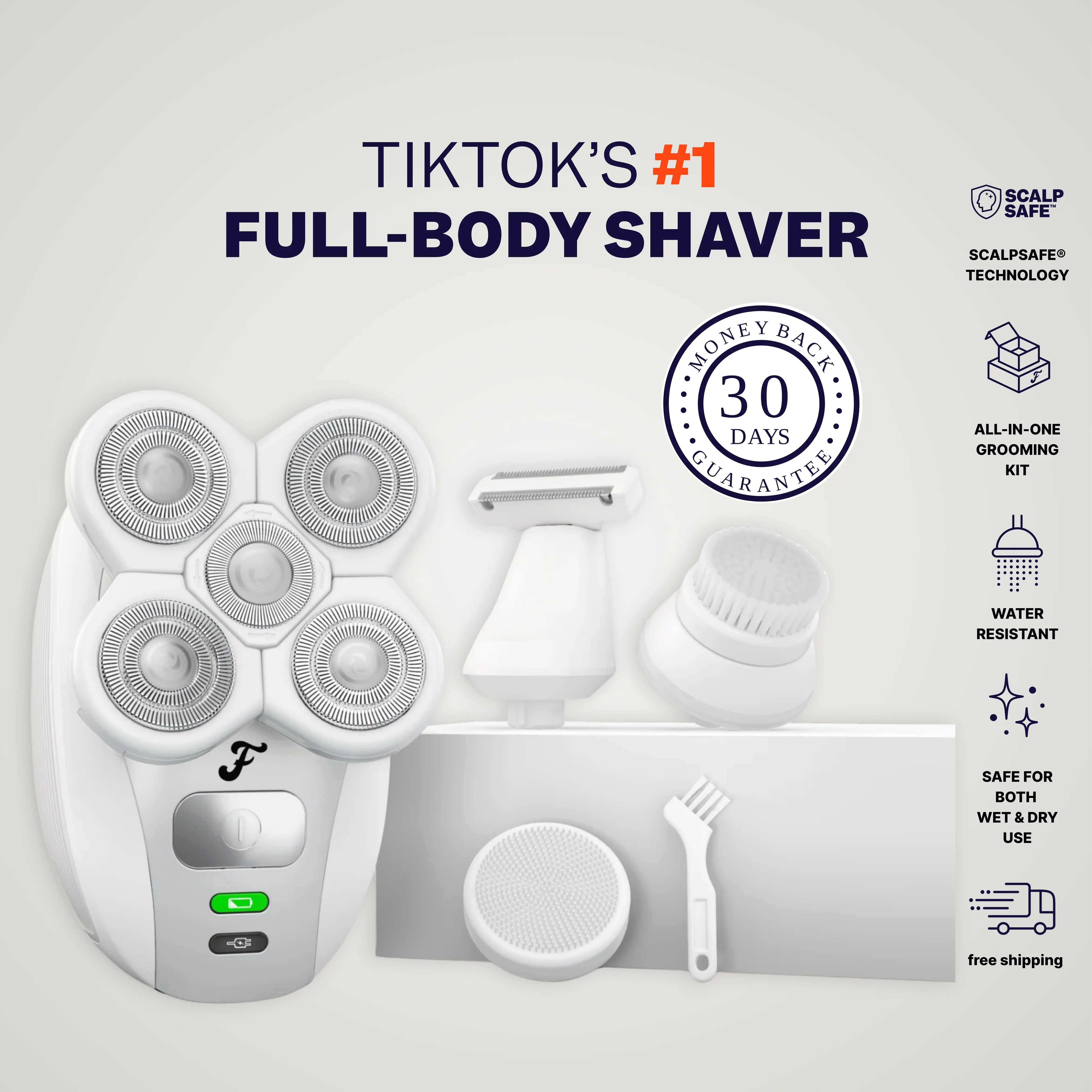 FREEBIRD FlexSeries Body Groomer for Women - Skin-Safe Cordless Electric Shaver for Hair Removal on Bikini Line, Legs & Face, Waterproof & Rechargeable, Body Groomer Shaver, Cordless Portable Shaver
