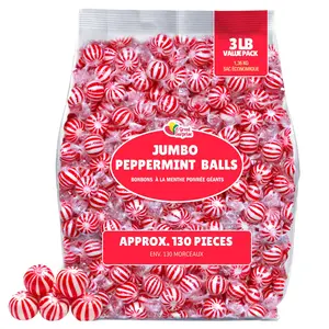 Peppermint Candy Balls Bulk  3 lb  Individually Wrapped Red & White Hard Mints  Classic Round Peppermints for Candy Buffets, Party Favors & Events