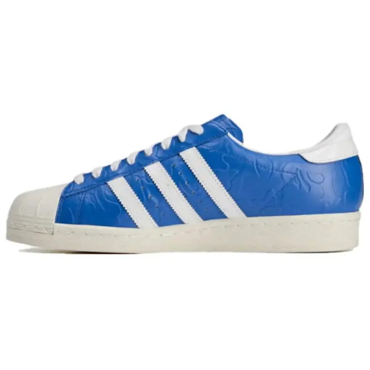 BAPE x adidas Superstar Vintage 'Blue White' Streetwear Sneakers, Camo Design, Suede & Mesh Construction, Ideal for Daily Wear
