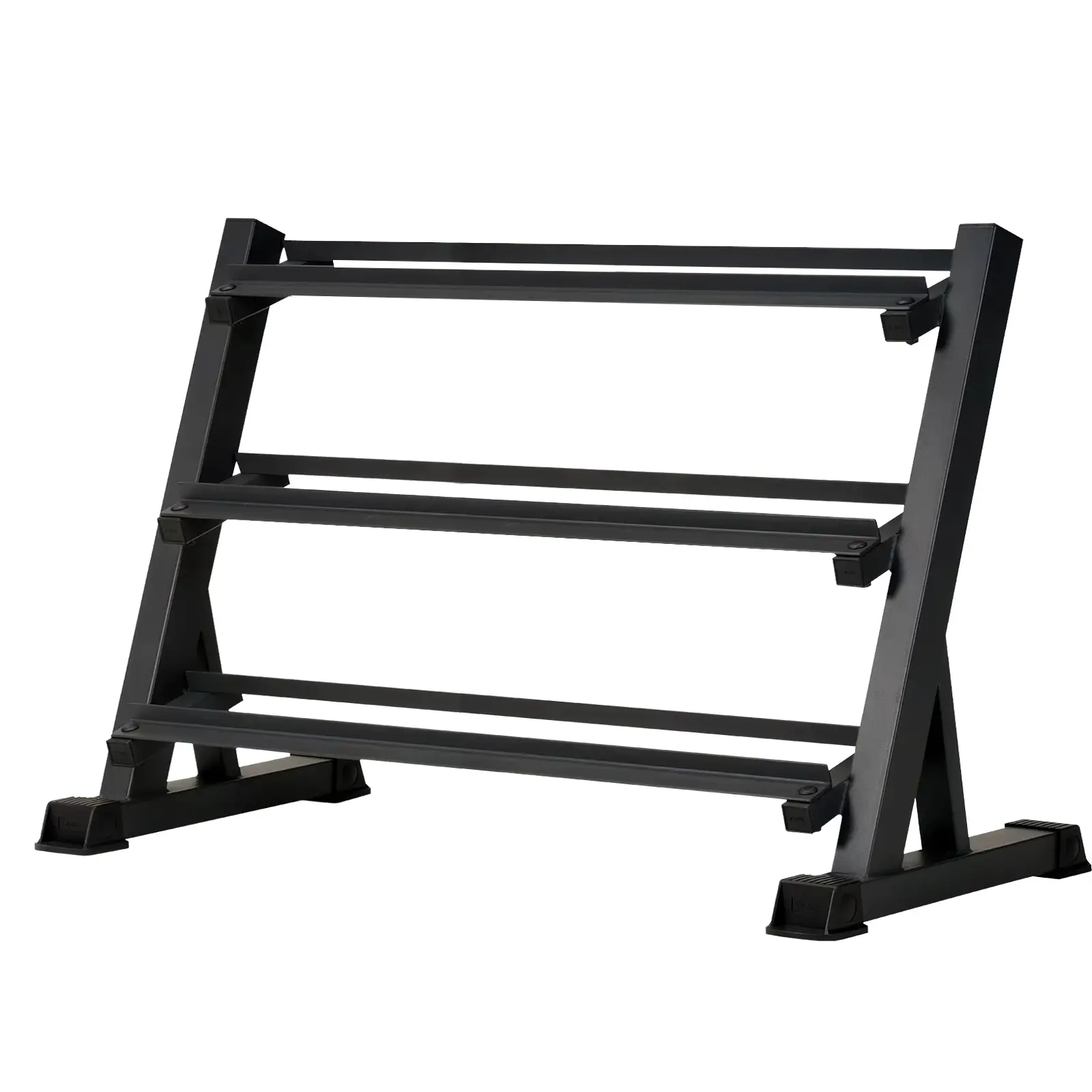 Heavy Duty Steel Frame Dumbbell Rack - 3-Tier Angled Space-Efficient Weight Stand for Home Gyms, 1100lb Capacity, Triangular Base, Shock-Absorbing Pads & Feet, Adjustable Design, Exceptional Stability, Prevents Sliding
