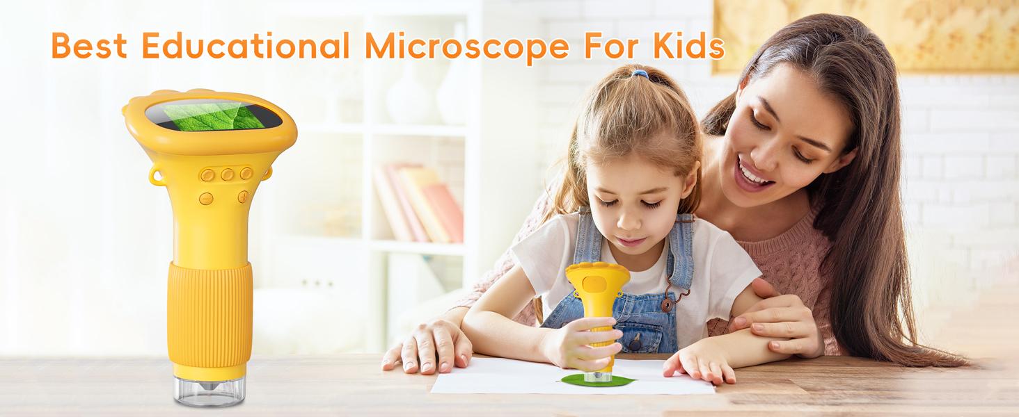 INSKAM Kid Microscope, 2" IPS Screen 1000X Handheld Digital Microscopes HD Portable Mini USB Microscope Camera,STEM Educational Science Toys,PC Compatible,Christmas & Birthday Gifts for Age 5 6 7 8 9 10 11 12 Girls & Boys