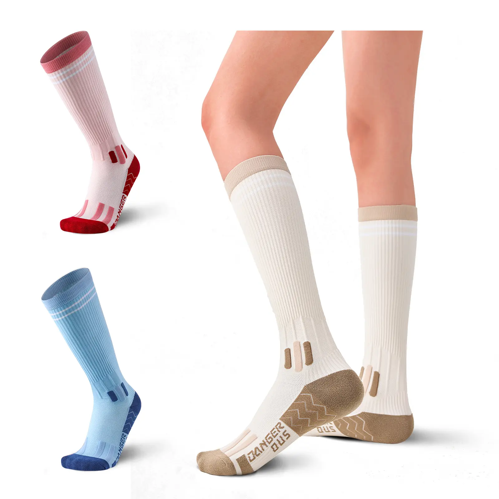 TWEE Unisex Compression Stockings (3 Pair Multipack), Plain Knee-High Socks for Adults with 20-30 mmHg All Seasons Support for Nurses & Pregnant Women, 20-30 Mmhg Pressure