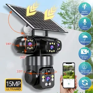 Mother's Day Gift:15MP HD Solar-Powered Outdoor Security Camera |[10x Zoom], 360° PanTilt Auto-Tracking, PlR Human Body Sensing Alarm, IP66 Waterproof, PTZ, Color Night Vision, Two-Way Voice, Smart Camera for Home/Driveway/Parking Lot/Farm/Factory