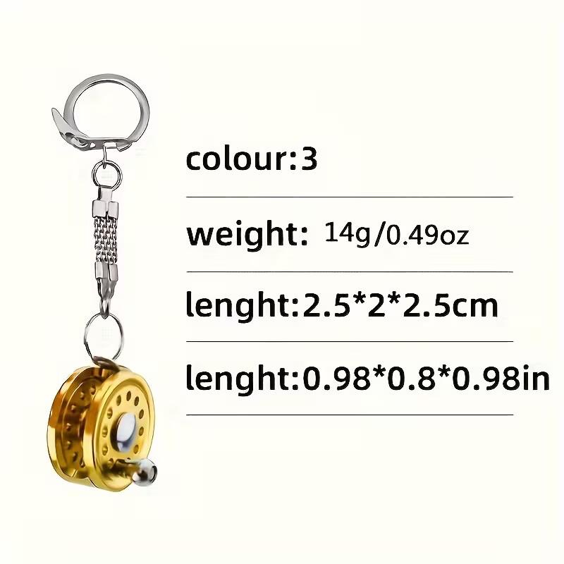 Metal Fishing Reel Keychain Mini Decorative Pendant with Movable Key for Fishermen's Accessories Gold & Silver Options