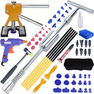 Universal Car Dent Repair Tool Kit Professional Auto Body Sheet Metal Paintless Hail Pit Puller professional Kit for Removing Dents from Car Bodies, Featuring a 2-In-1 T-Bar, Adjustable Lifter, And Slide Hammer Suction Puller, Ideal for Repairs