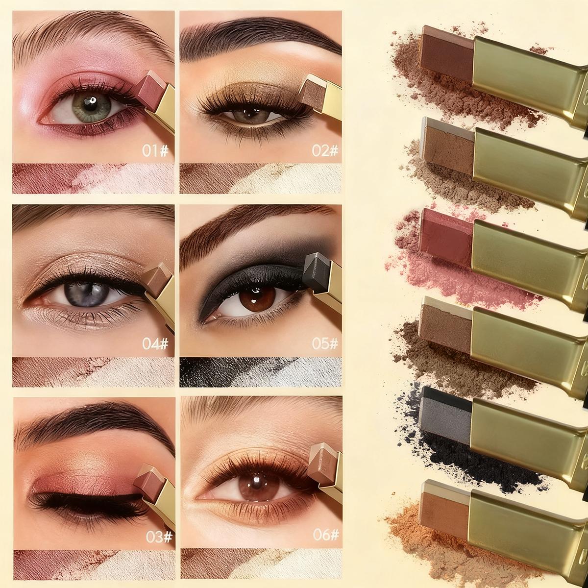 MooGlamor Smooth Two Color Eyeshadow Stick Set Long Lasting Makeup Waterproof Mate Highlighter Glossy EyeShadow Pencil Suitable For Beginners Cosmetic